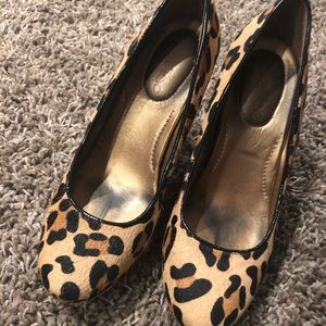 Leopard Wedge Block Heel in Calf Hair